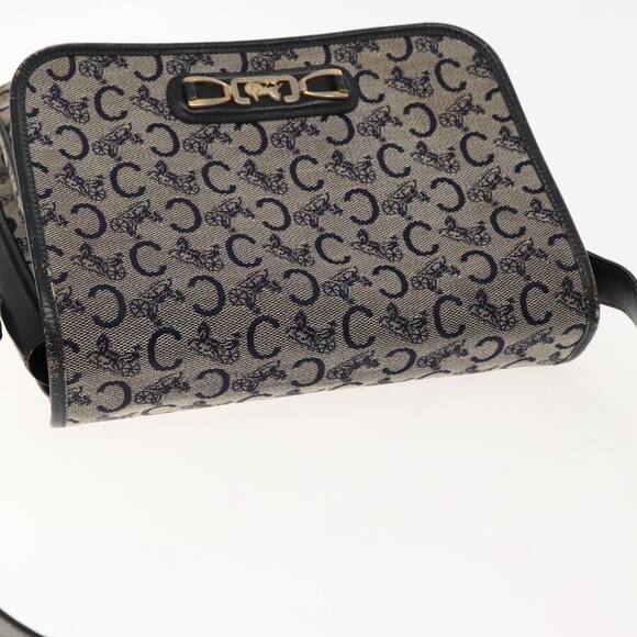 CELINE C Sulky Shoulder Bag Canvas Leather Navy Gold - Picture 6 of 16